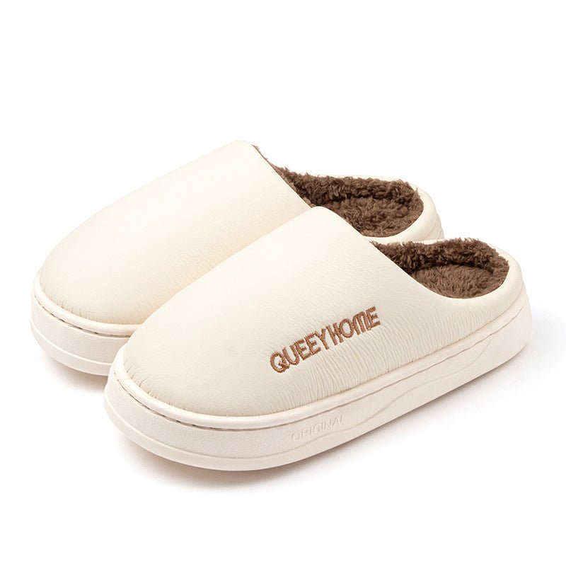 Winter Cotton Waterproof Outdoor Slippers Home Non - slip Winter Fleece - lined Men's Platform - Eshtree
