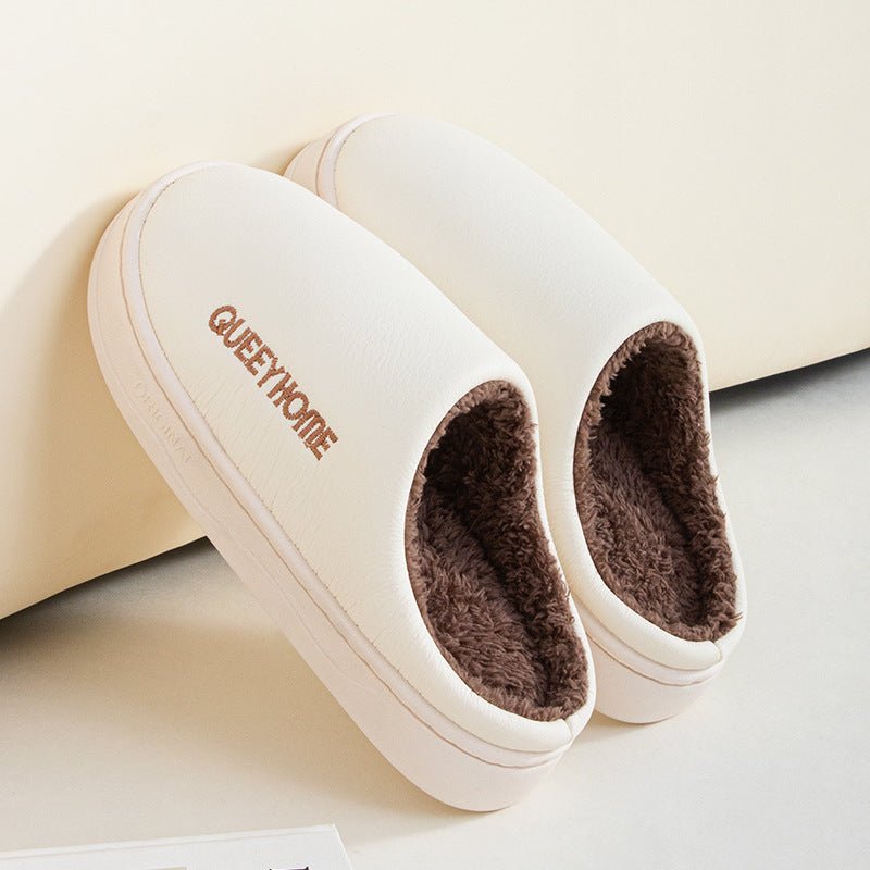 Winter Cotton Waterproof Outdoor Slippers Home Non - slip Winter Fleece - lined Men's Platform - Eshtree