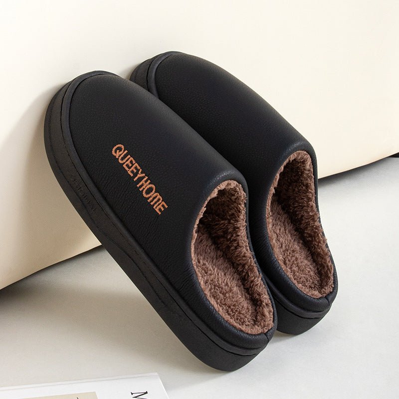 Winter Cotton Waterproof Outdoor Slippers Home Non - slip Winter Fleece - lined Men's Platform - Eshtree