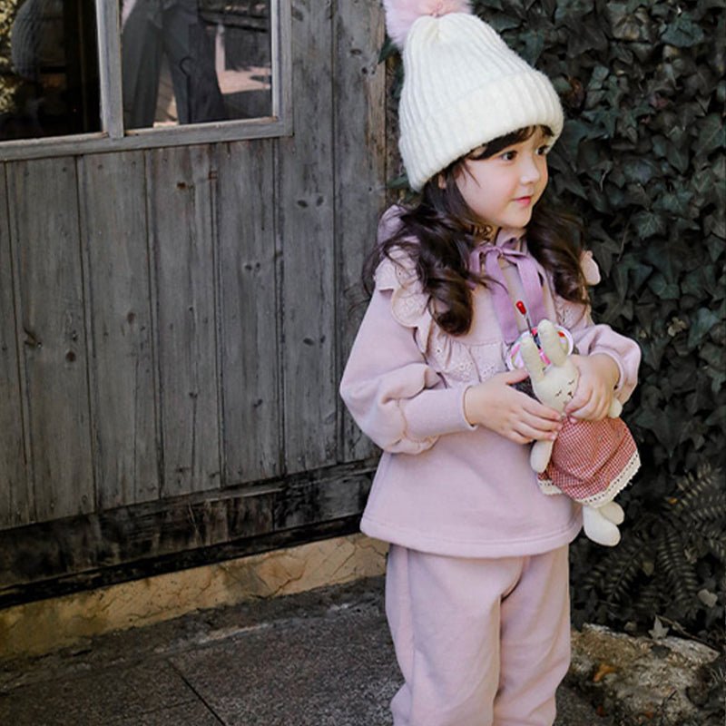 Winter Girls Plus Velvet Lace Pullover Hoodie - Eshtree