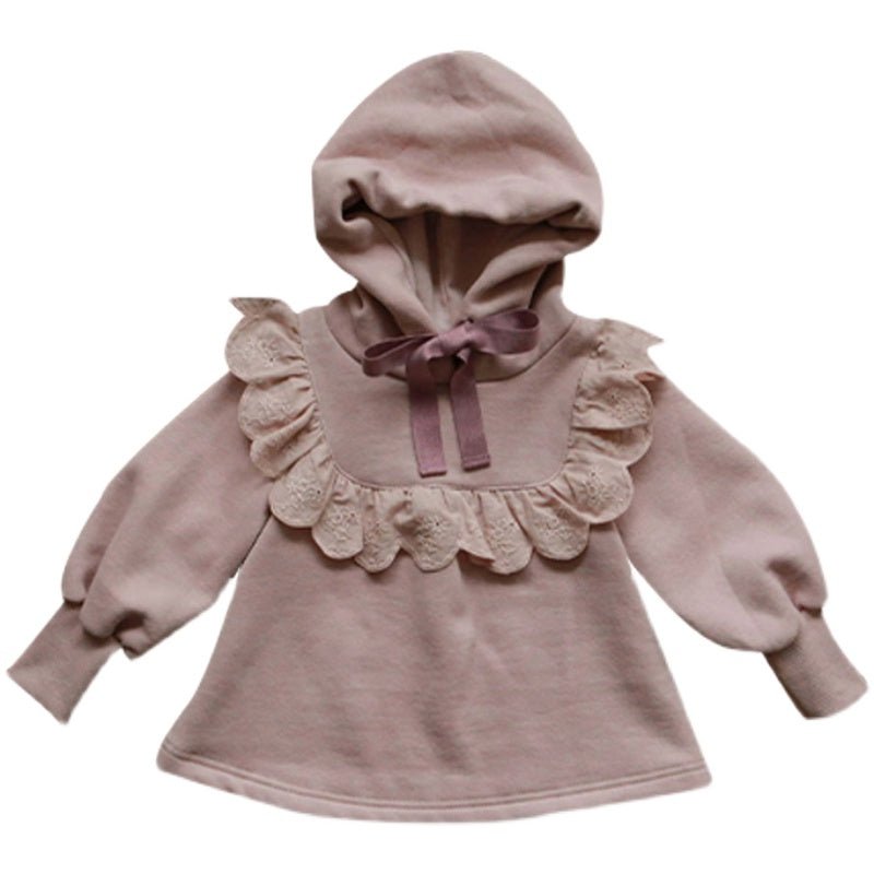 Winter Girls Plus Velvet Lace Pullover Hoodie - Eshtree