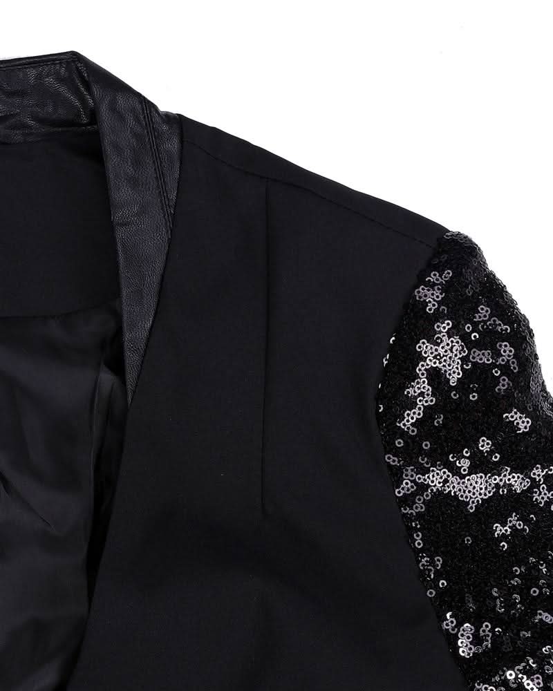 Women Thin Jacket Coat Spring Autumn Long Sleeve Lapel Fashion Silver Black Sequin Elegant Slim Work Blazers Suit feminino - Eshtree