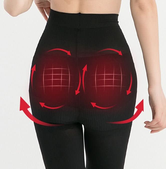 Women's 110d Magic Hip Lift Stomach Stovepipe Socks Black Pantyhose - Eshtree