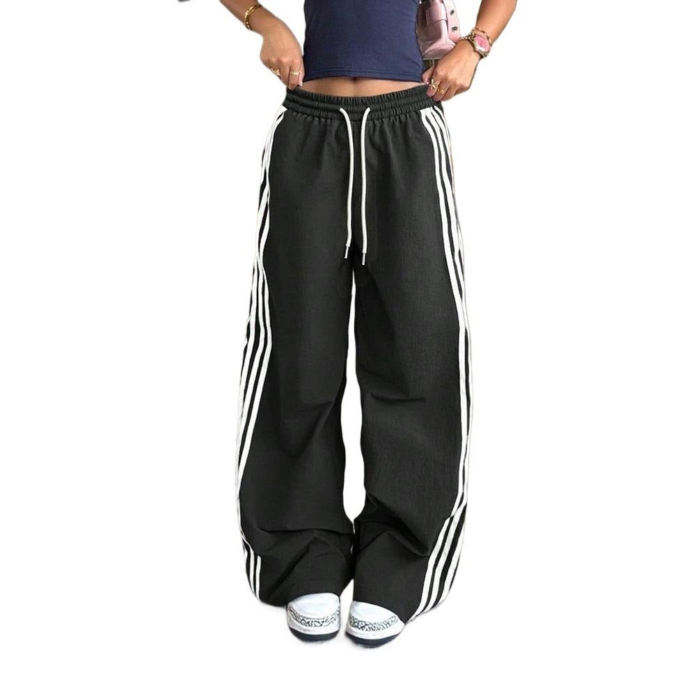 Womens American - style Streetwear Striped Woven Tape Track Pants - Eshtree