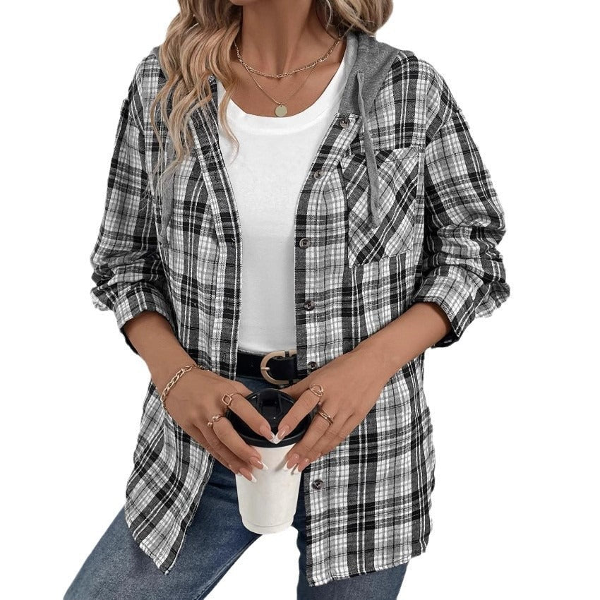 Women's Casual Fashion Loose - fit Plaid Shirt - Eshtree