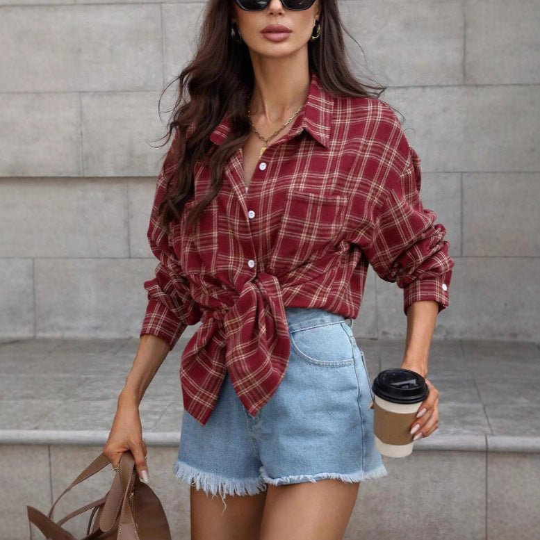 Women's Casual Loose - fit Long - sleeve Shirt - Eshtree