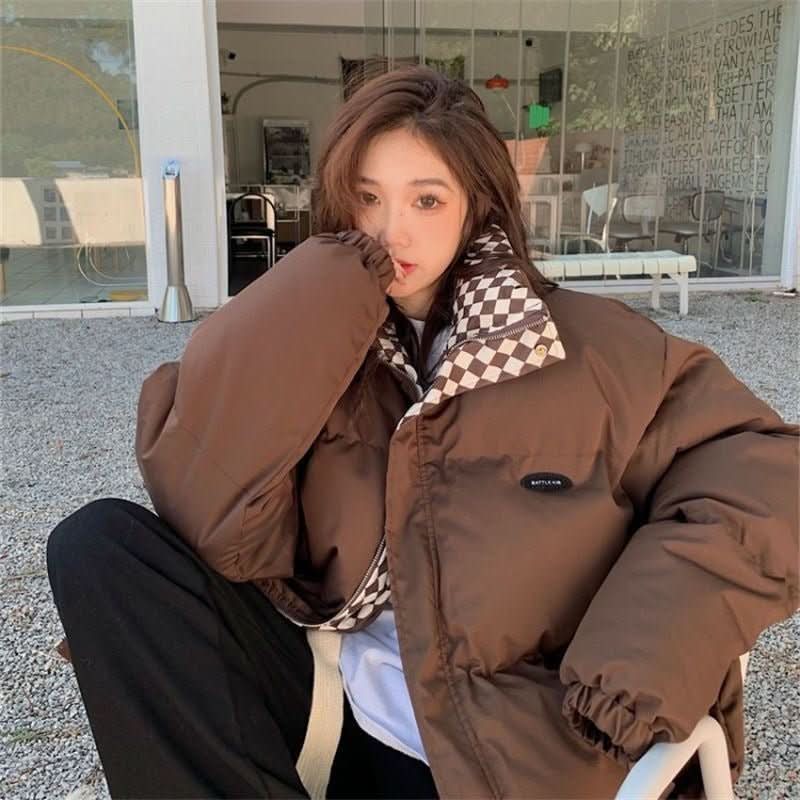 Women's Chessboard Plaid Cotton - padded Coat Winter Retro - Eshtree