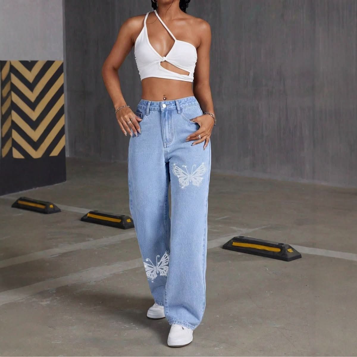 Womens Elegant Printed Straight - Fit Long Pants - Eshtree