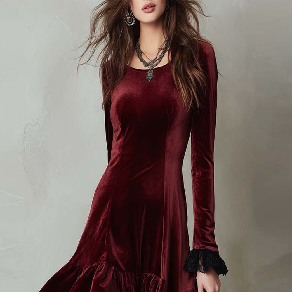 Womens Fashion Patchwork Lace Dress - Eshtree