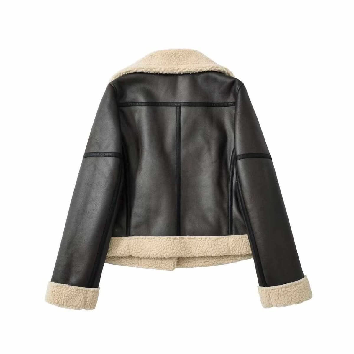 Women's Fashionable Warm Cotton Jacket Motorcycle Fur Coat - Eshtree