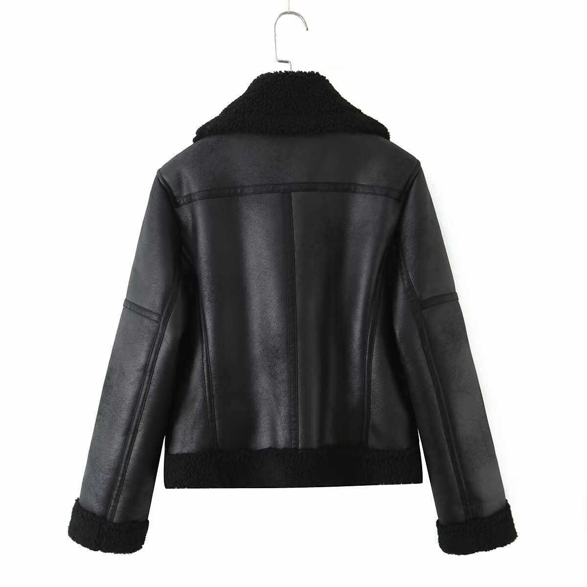 Women's Fashionable Warm Cotton Jacket Motorcycle Fur Coat - Eshtree