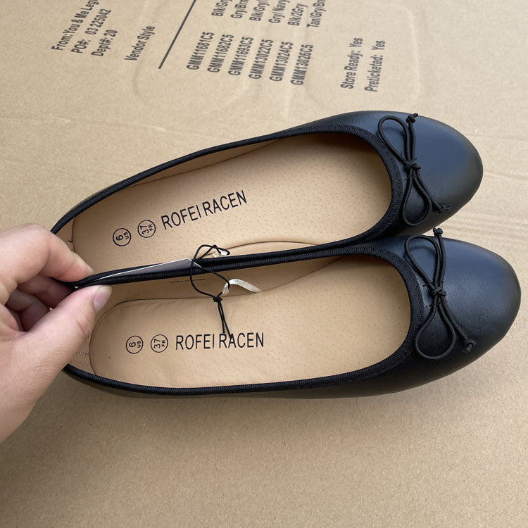 Womens Flat Shoes With A Single Bow - Eshtree