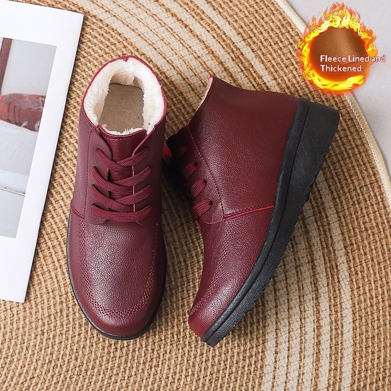 Womens Fleece - lined Extra - thick Insulated Short Boots With A Non - slip Flat Sole - Eshtree