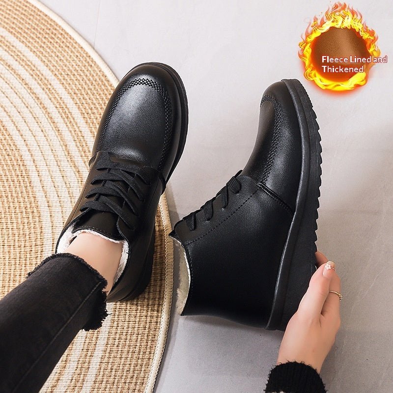 Womens Fleece - lined Extra - thick Insulated Short Boots With A Non - slip Flat Sole - Eshtree
