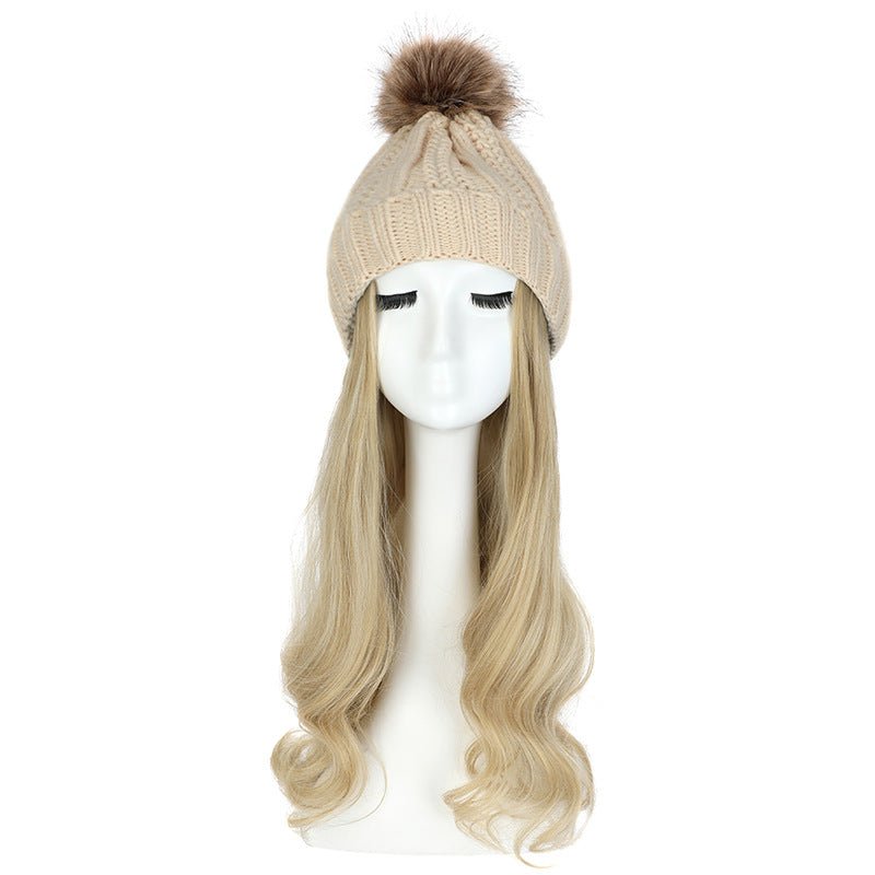 Women's Hat Wig Detachable Woolen Cap - Eshtree