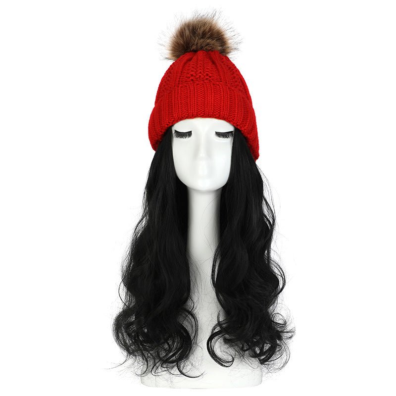 Women's Hat Wig Detachable Woolen Cap - Eshtree