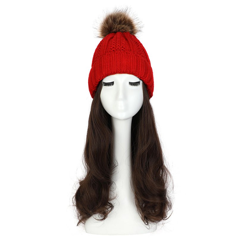 Women's Hat Wig Detachable Woolen Cap - Eshtree