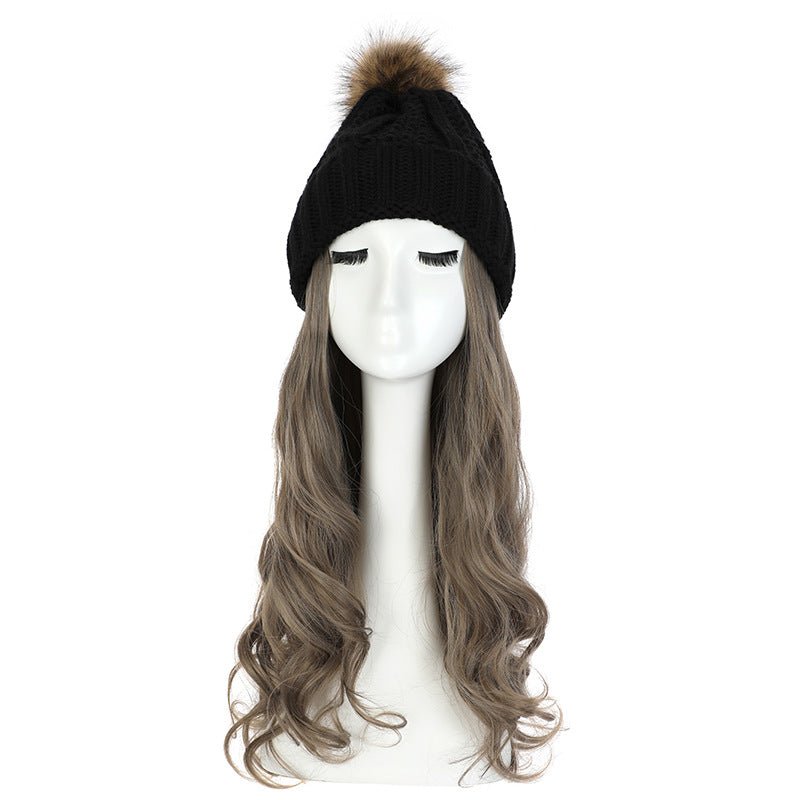 Women's Hat Wig Detachable Woolen Cap - Eshtree