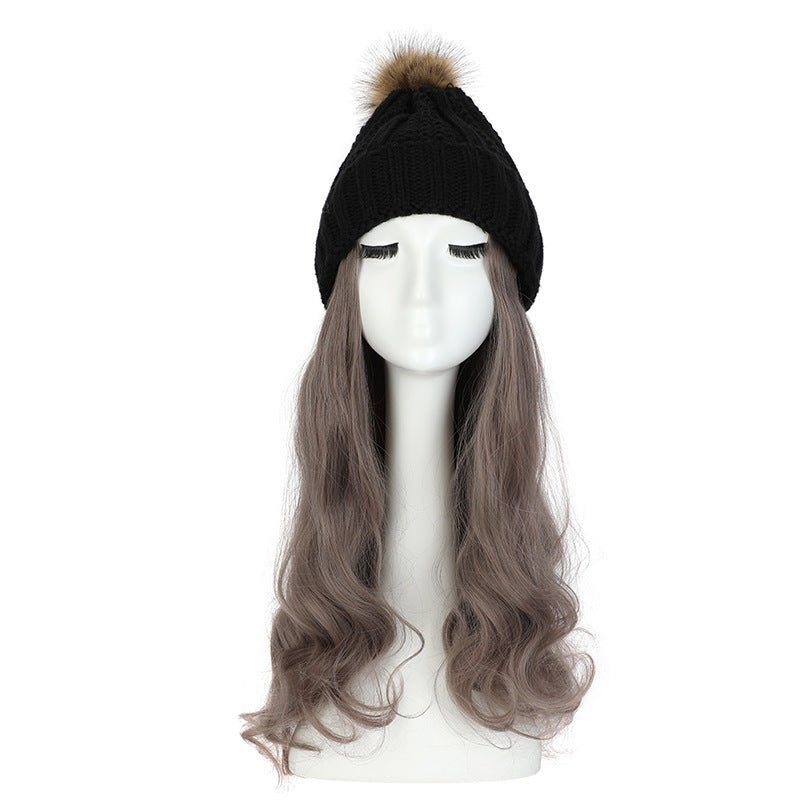Women's Hat Wig Detachable Woolen Cap - Eshtree