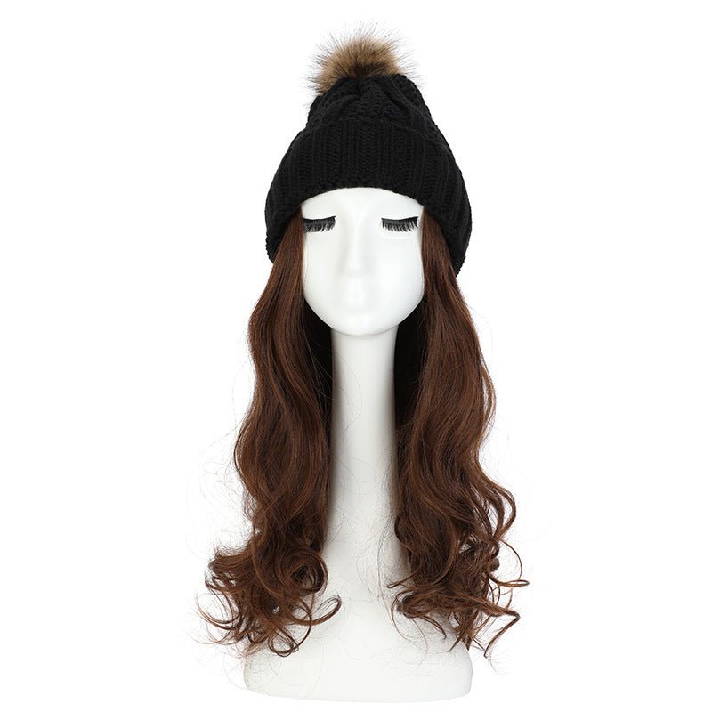 Women's Hat Wig Detachable Woolen Cap - Eshtree
