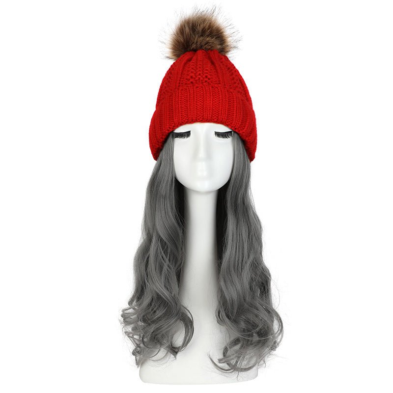 Women's Hat Wig Detachable Woolen Cap - Eshtree