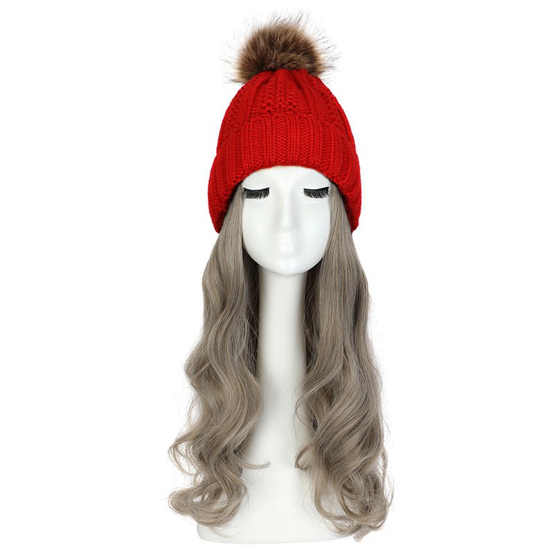 Women's Hat Wig Detachable Woolen Cap - Eshtree