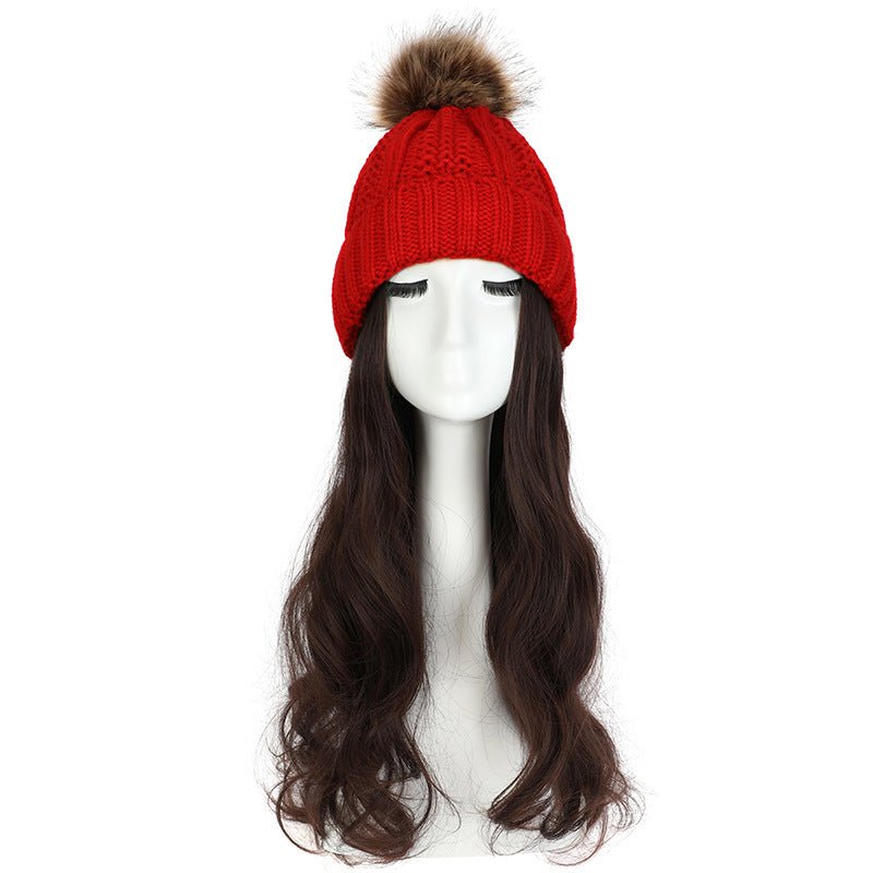 Women's Hat Wig Detachable Woolen Cap - Eshtree