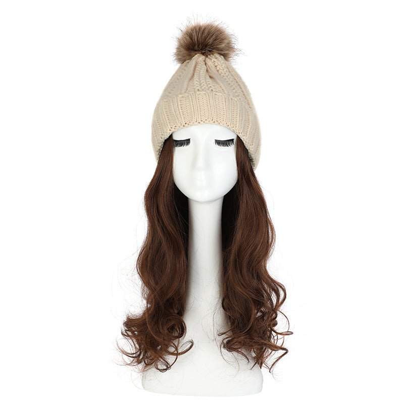 Women's Hat Wig Detachable Woolen Cap - Eshtree