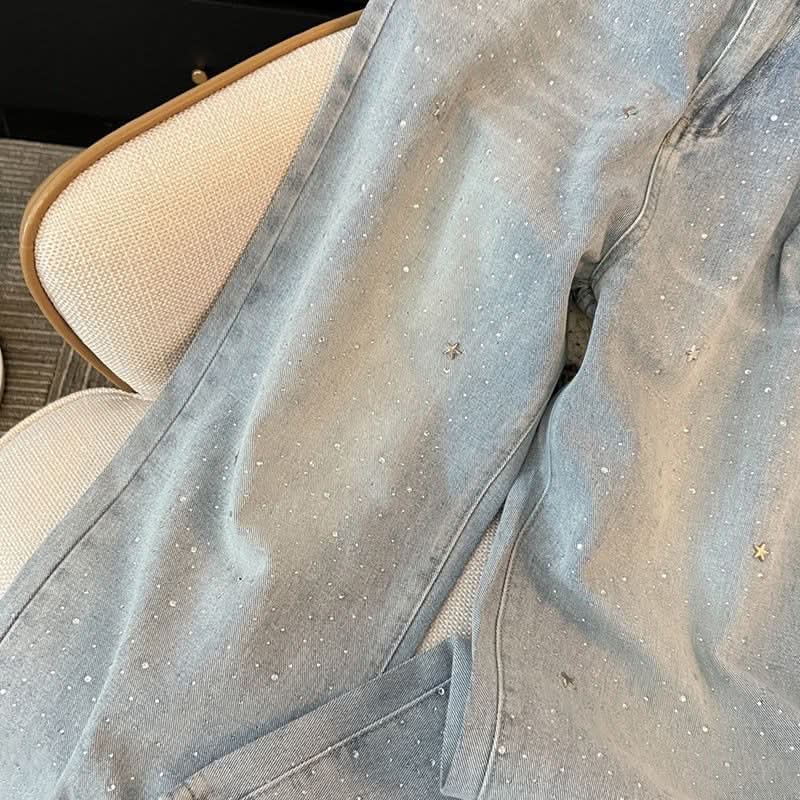 Women's High Waist Slimming And Wide Leg Denim Trousers - Eshtree