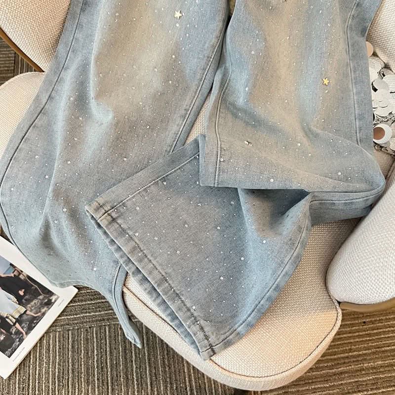 Women's High Waist Slimming And Wide Leg Denim Trousers - Eshtree