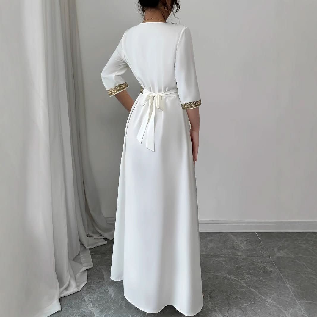 Women's Lace Tassel Slim Fit Dress Muslim Robe - Eshtree