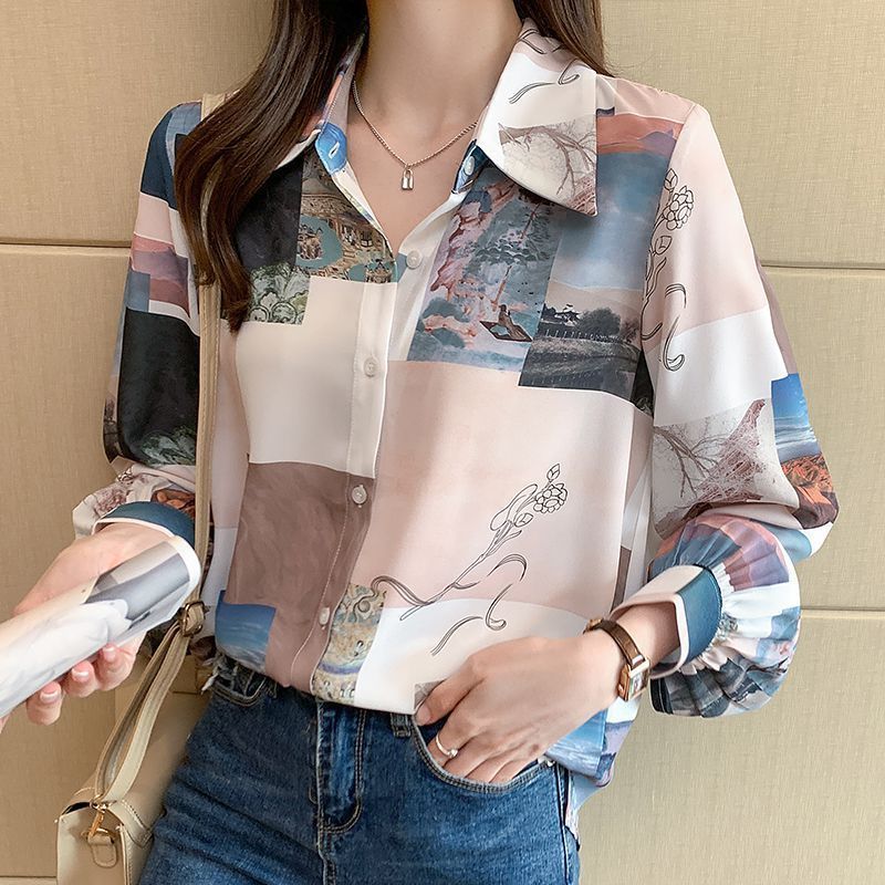 Womens Loose - fitting Long - sleeve Blouse - Eshtree