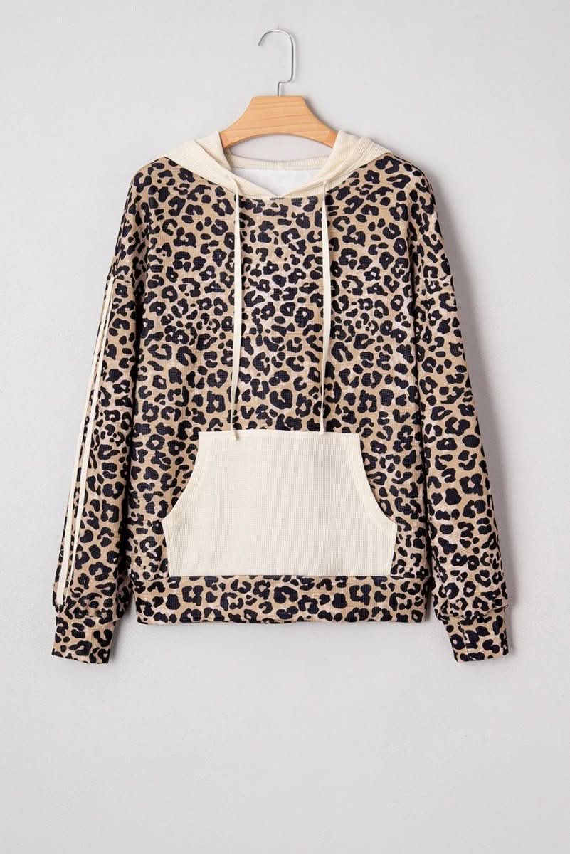 Women's Loose Retro Leopard Print Hooded Sweatshirt - Eshtree