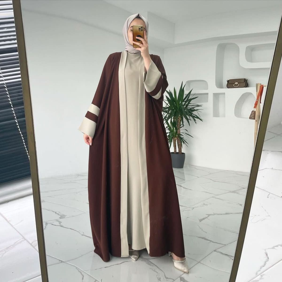 Women's Muslim Long Dress Abaya Two - piece Suit - Eshtree