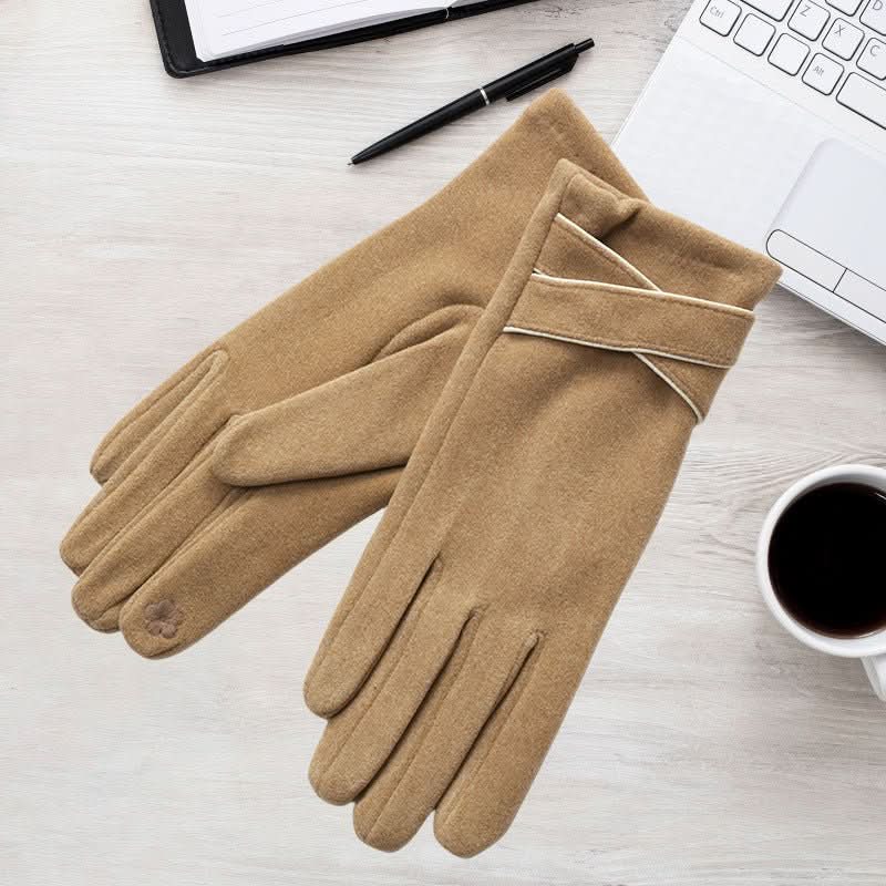 Women's Outdoor Warm Velvet Padded Thickened Cycling And Driving Versatile Simple Touch Screen Warm Gloves - Eshtree