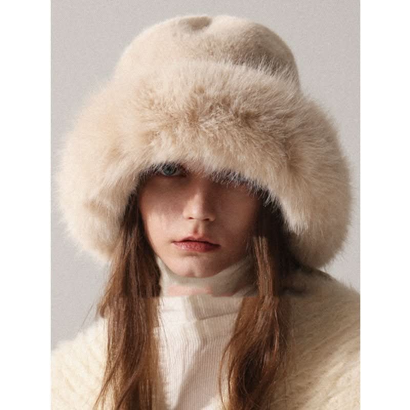 Womens Oversized Furry Fisherman Hat For Fall And Winter In Mongolian Style - Eshtree