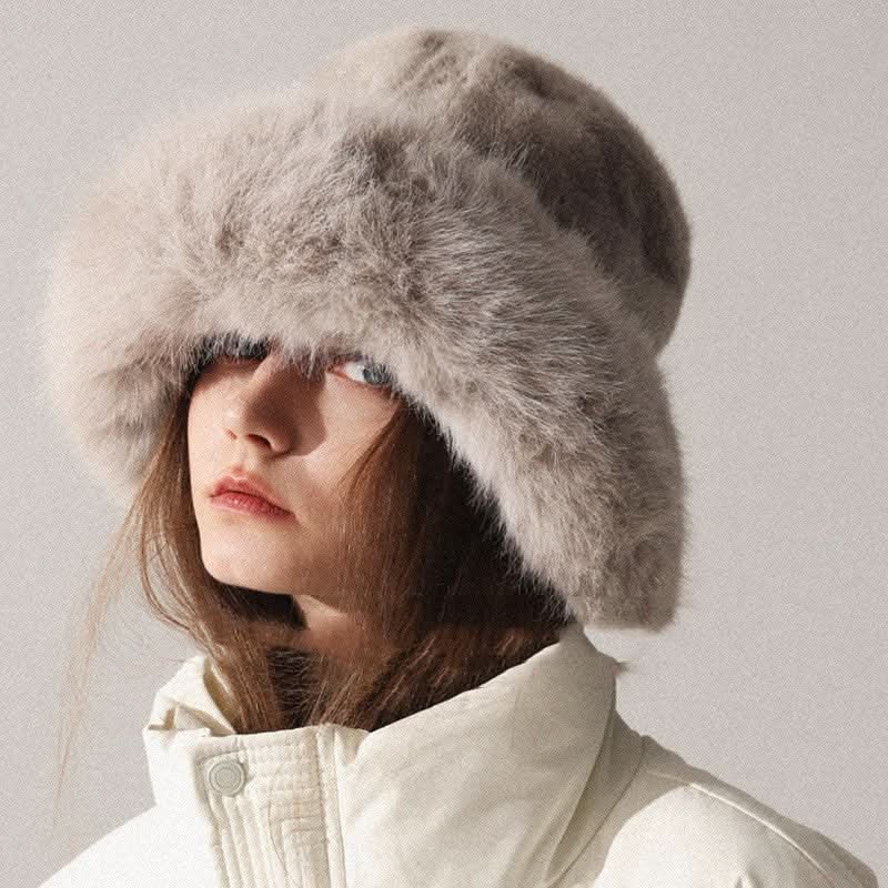 Womens Oversized Furry Fisherman Hat For Fall And Winter In Mongolian Style - Eshtree