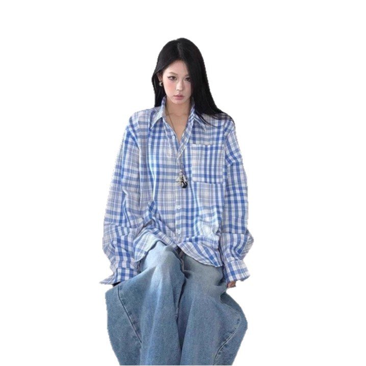 Women's Retro Color - block Loose Long Sleeve Shirt - Eshtree