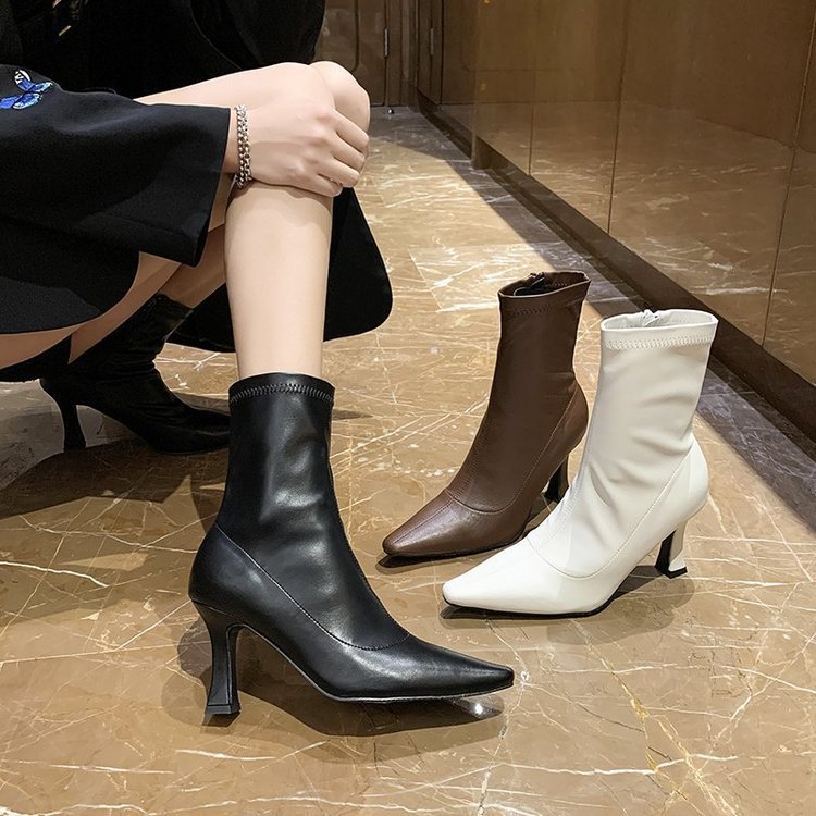 Womens Retro Mid - Calf Pointed - Toe Side - Zip Stiletto Boots - Eshtree