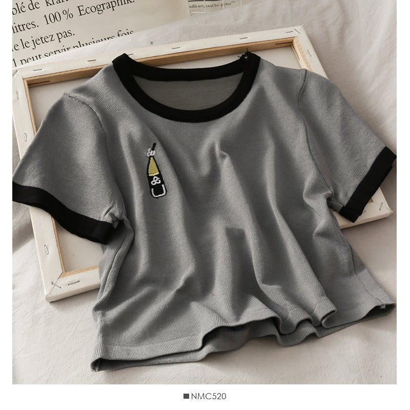 Women's Round Neck Tops Short - sleeved T-shirts - Eshtree