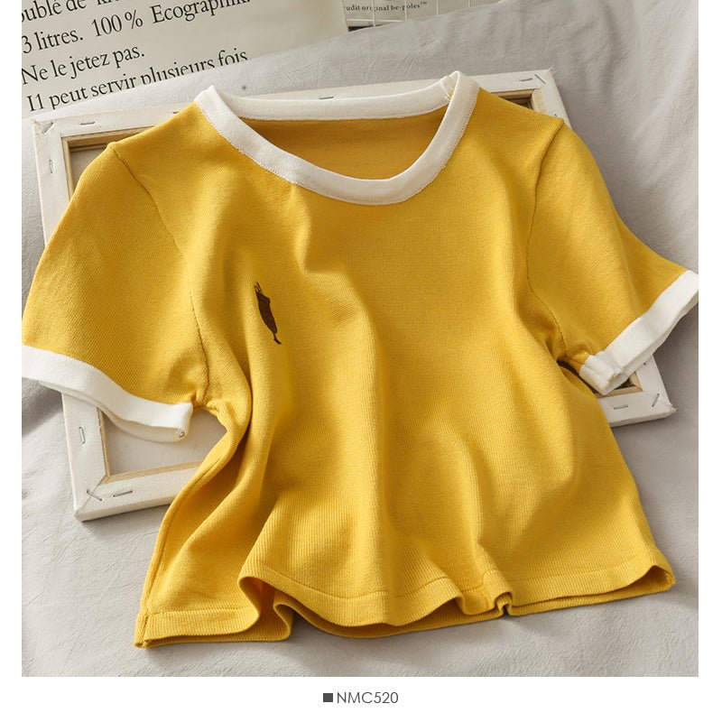 Women's Round Neck Tops Short - sleeved T-shirts - Eshtree