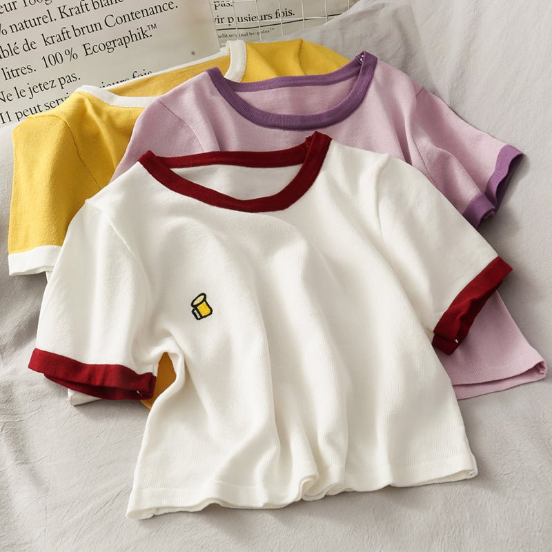 Women's Round Neck Tops Short - sleeved T-shirts - Eshtree