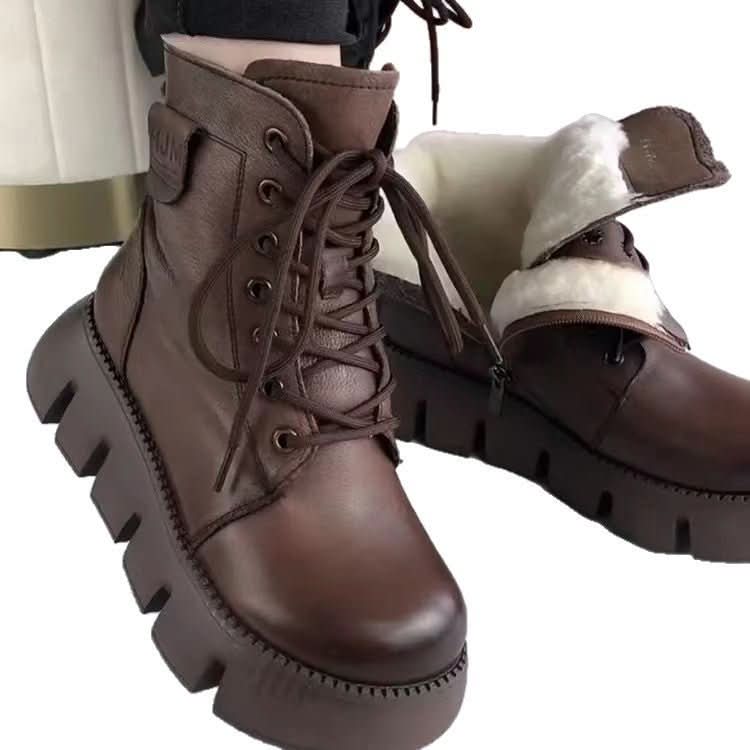 Womens Soft - leather Fleece - lined Extra - thick Insulated Snow Boots - Eshtree