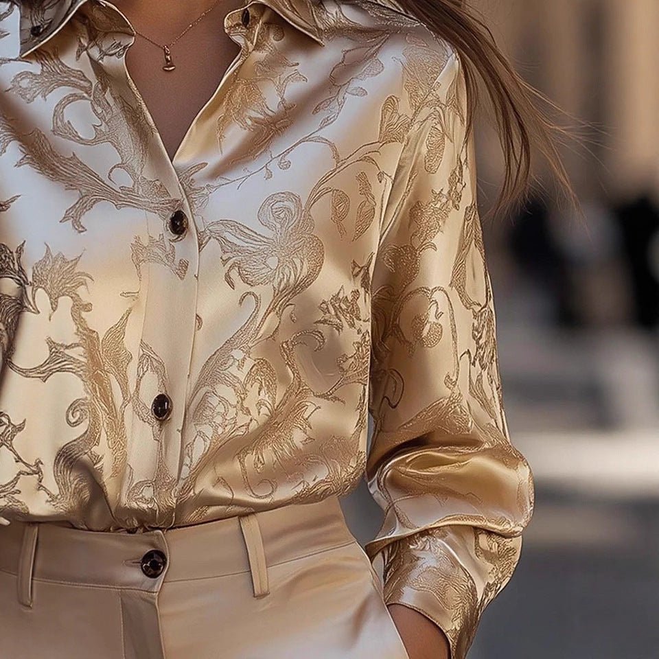 Womens SpringSummer Satin - Feel Drapey Shirt New Arrival - Eshtree