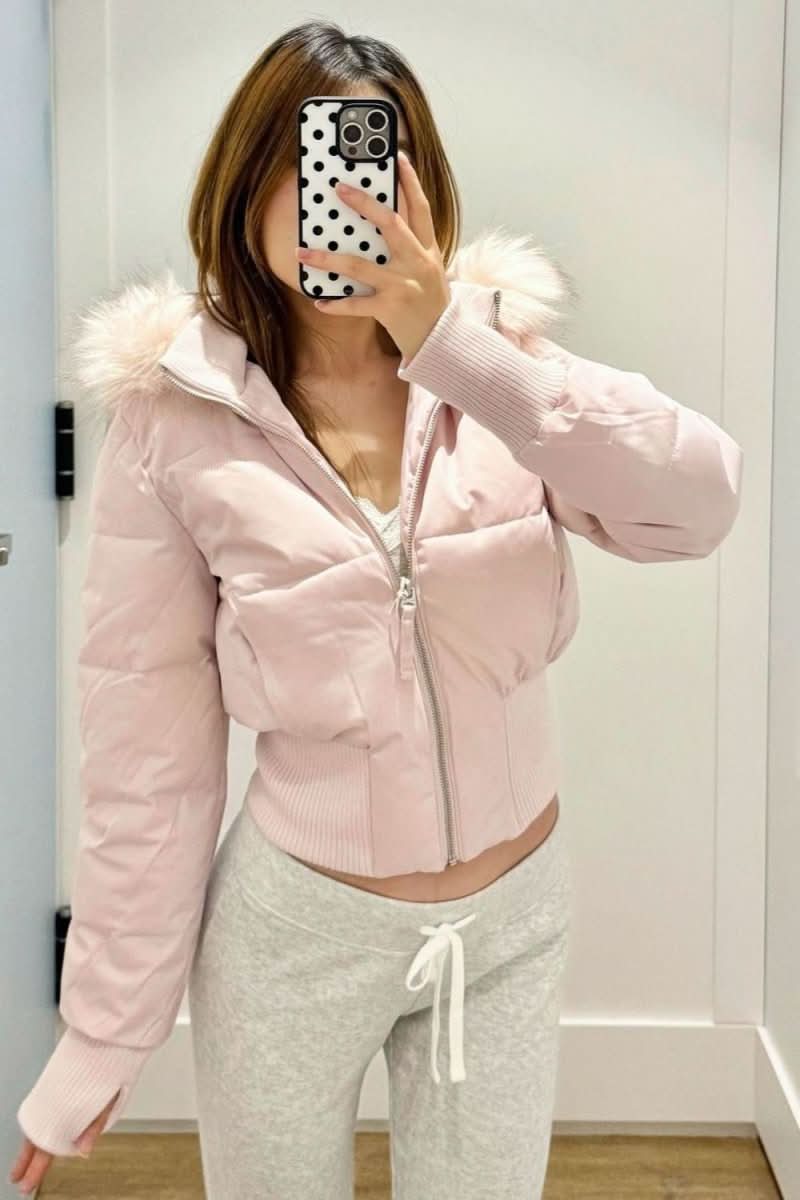 Women's Versatile American Retro Fur - collar Hooded Short Cotton Jacket - Eshtree