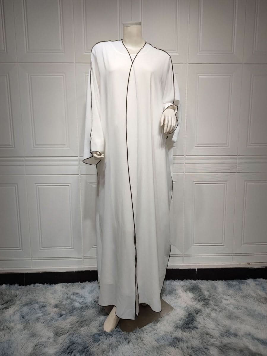 Women's White Patchwork Plus Size Women's Abaya Robe - Eshtree