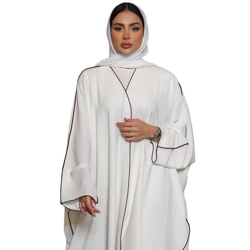 Women's White Patchwork Plus Size Women's Abaya Robe - Eshtree
