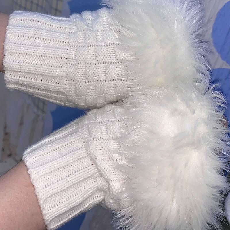 Wool Knit Gloves Sleeves Sweet Warm Versatile Wool Gloves - Eshtree