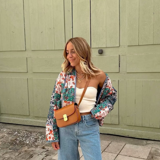 Women's Fashionable Printed Loose Leisure Short Cotton-padded Coat