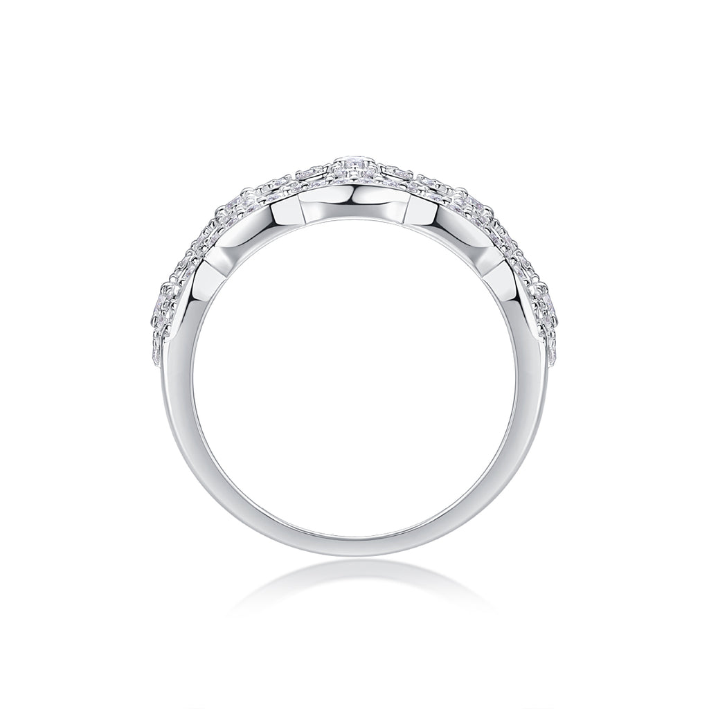 Flower Dance - A Wedding Ring Set With Top-quality Moissanite S925 Silver And Platinum-plated Diamond. The Ring Can Be Inspected With A Diamond Pen